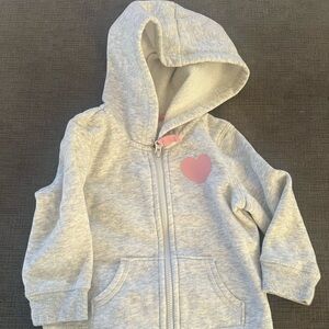 Jumping Beans Light Gray Hoodie with Pink Heart